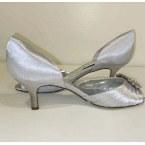 Nina Charisa Silver Satin Shoes - Picture 6 of 7
